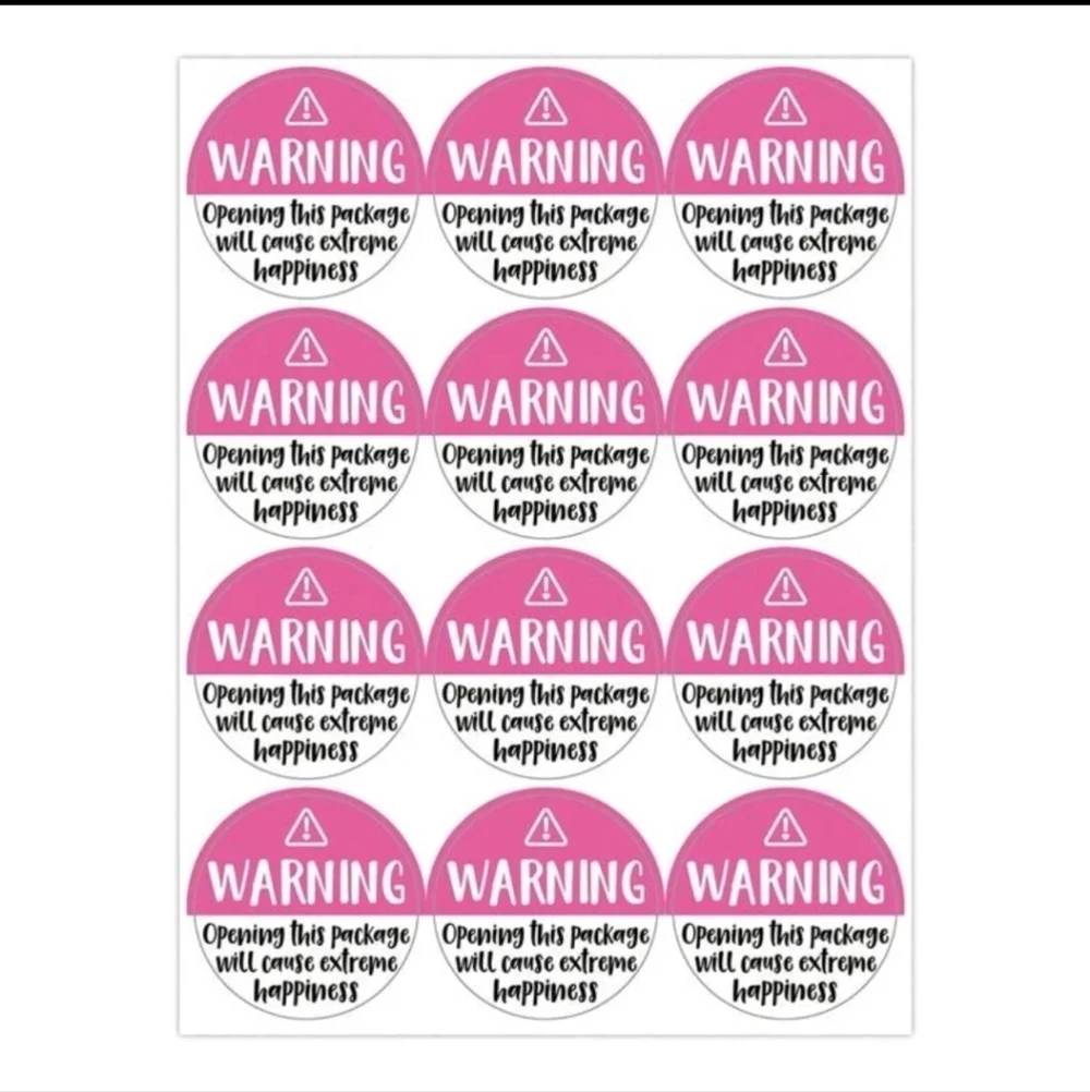 ✨️🩷 60 Black+ Pink Adorable Warning, Extreme Happiness Labels stickers pack✨️🩷
